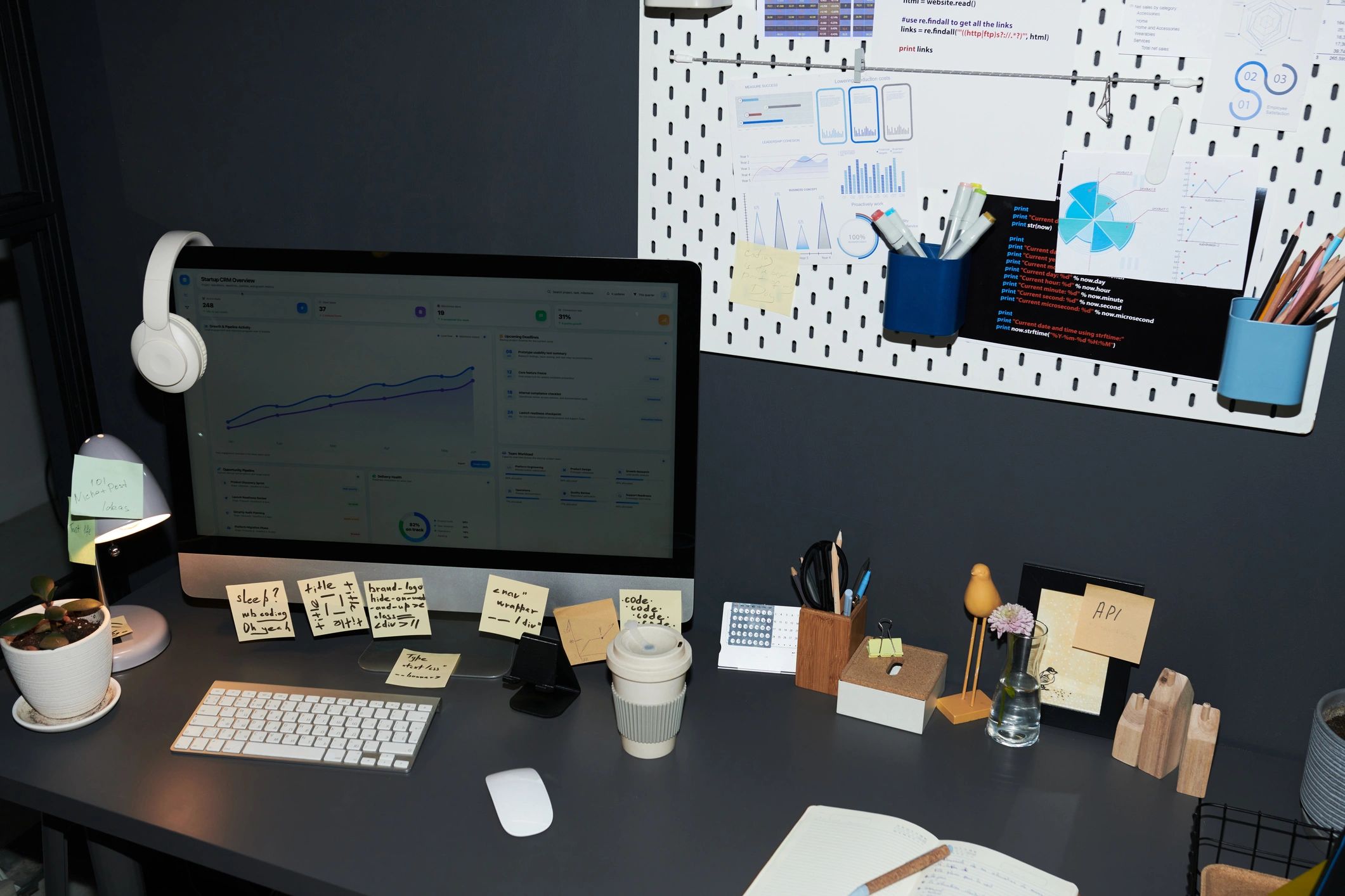 Career planning workspace with notes and productivity tools